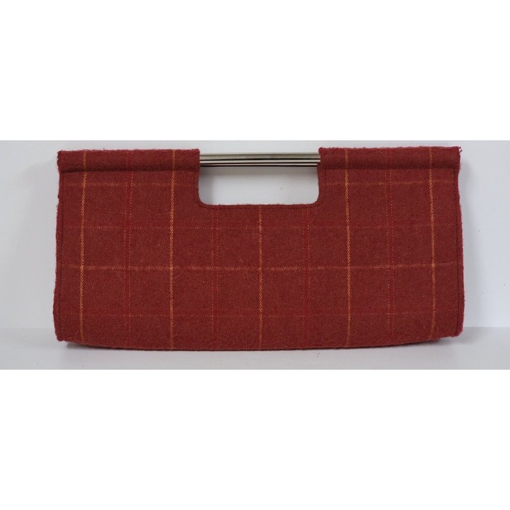 Designer PUTU by J. MacLear Retro Red Orange Plaid Check Clutch Handbag
